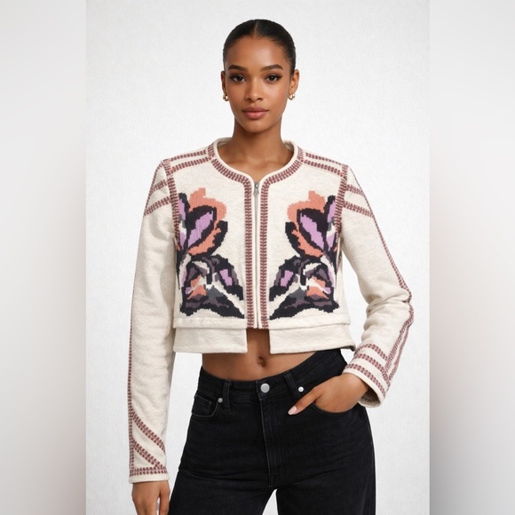 BCBGMaxAzria Jackets & Blazers - BCBGMaxAzria White and Pink Embroidered Blazer *discounted shipping*